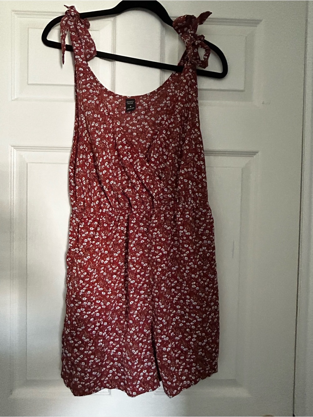 Women's Red Floral Tie-Shoulder Romper